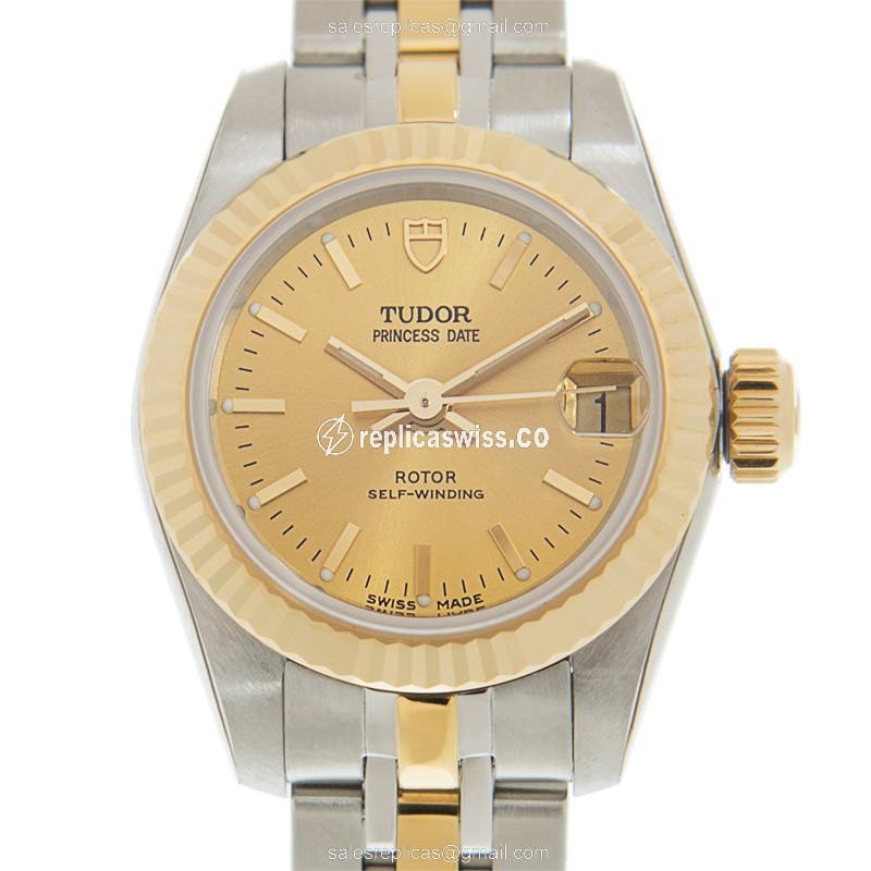 Tudor Princess Date Replica in 18kt Gold & Steel, Automatic Movement, Sapphire Crystal Watch