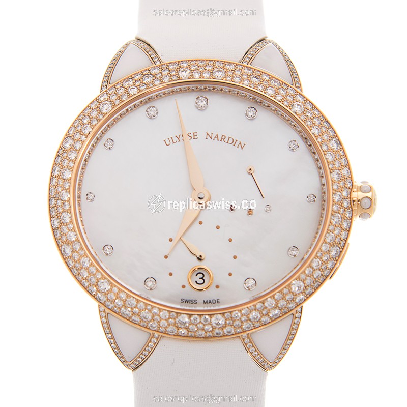 Ulysse Nardin 3106-125/991 Women's Replica with Automatic Movement & White Silk Strap Watch
