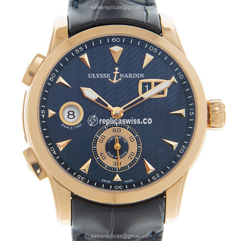 Ulysse Nardin CLASSIQUE 3346-126LE/93 Replica, Automatic Movement, 18kt Gold Case & Blue Dial Watch