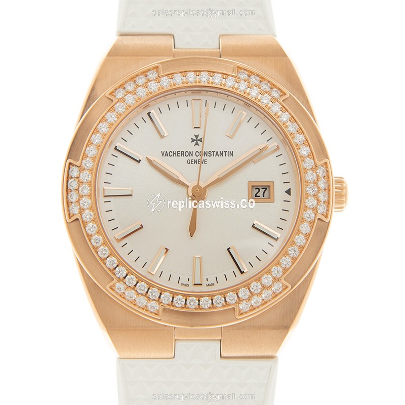 Vacheron Constantin 1205V/000R-B592 Overseas Replica, Silver Dial, 18kt Rose Gold Case Watch