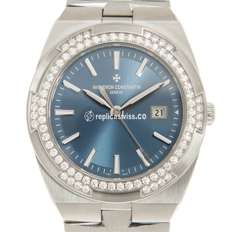 Vacheron Constantin 1205V/100A-B590 Replica Watch | Blue Dial, Stainless Steel & Diamond Case