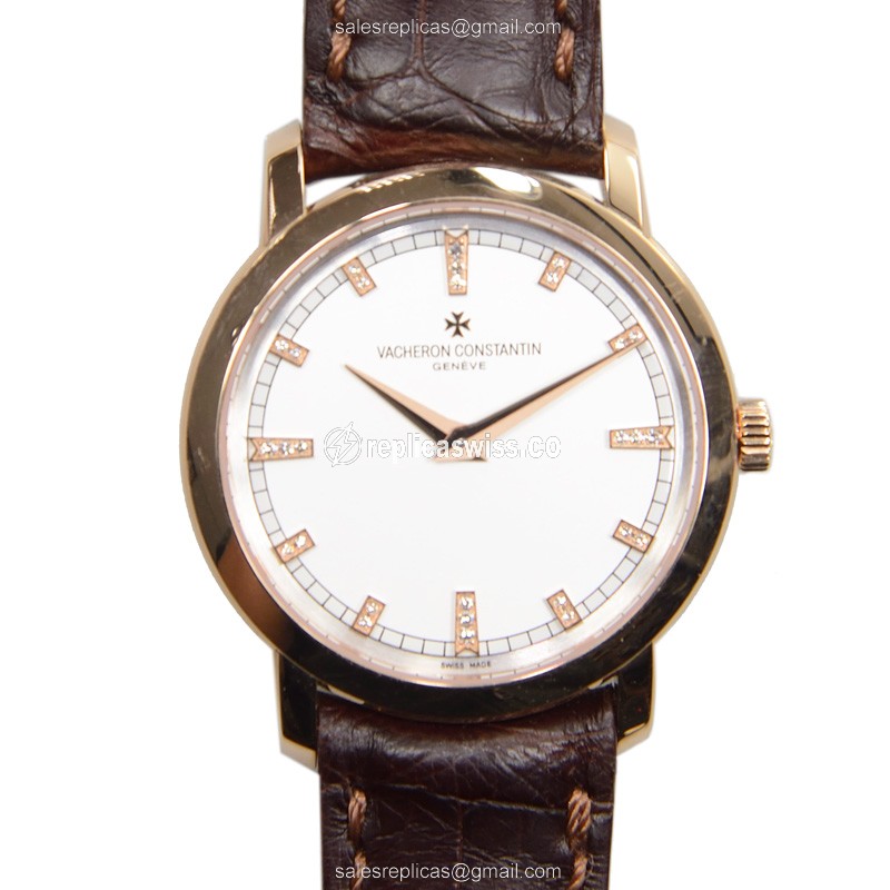 Vacheron Constantin 25155/000R-9585 Traditionnelle | White Dial, 18kt Gold Case, Alligator Strap