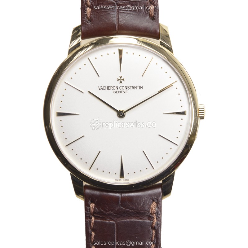 Vacheron Constantin 81180/000J-9118 Traditionnelle Manual Wind Gold Case Beige Dial Brown Alligator