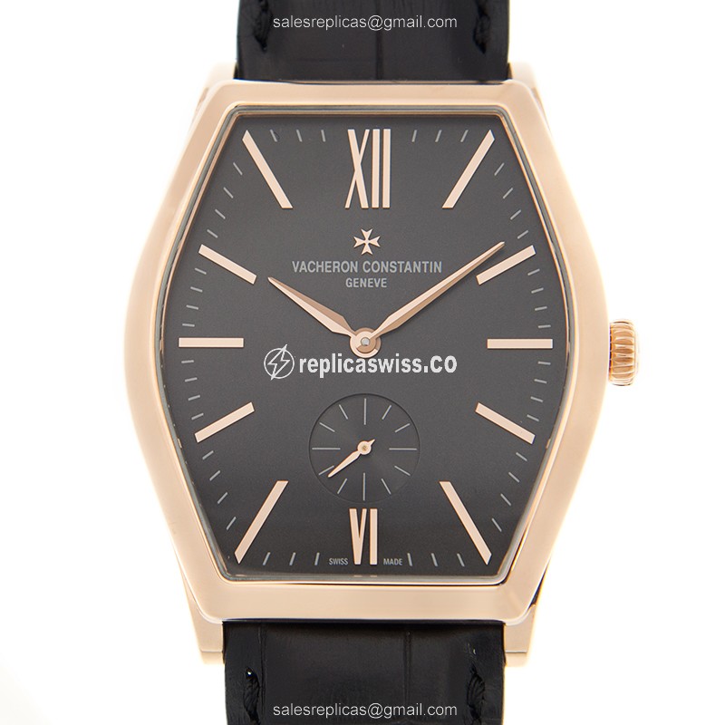 Vacheron Constantin 82230/000R-9716 Malte Replica in 18kt Gold with Black Dial Alligator Strap