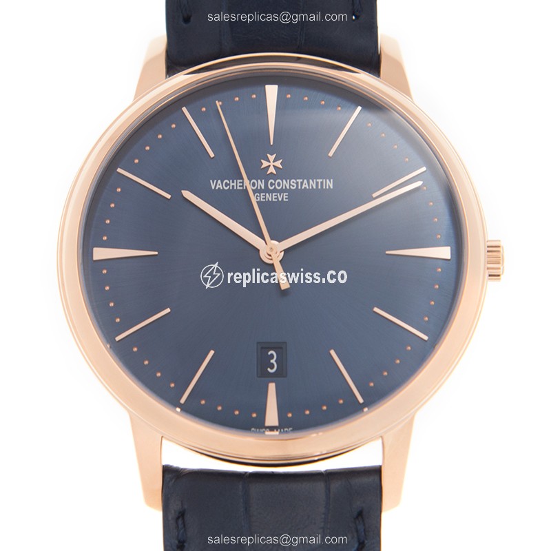 Vacheron Constantin 85180/000R-B515 Patrimony Traditionelle: Automatic Blue Dial, 18kt Gold Case