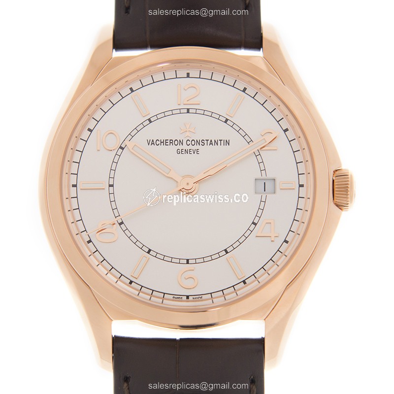 Vacheron Constantin FIFTYSIX Automatic — White Dial, 18kt Gold Case, Leather Strap Watch