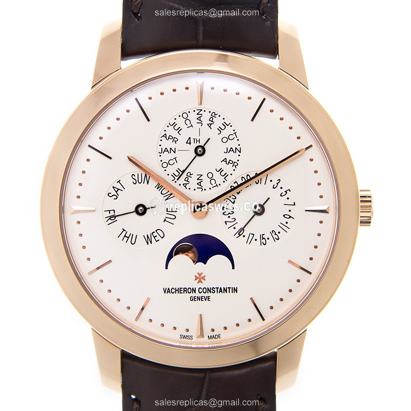 Vacheron Constantin Patrimony Traditionelle in 18kt Rose Gold with White Dial & Alligator Brown
