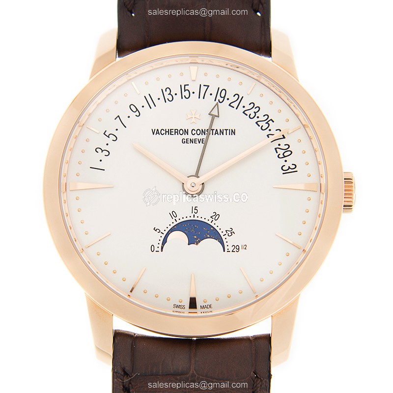 Vacheron Constantin Patrimony Traditionelle Replica, Automatic Movement, White Dial, 18kt Gold Case