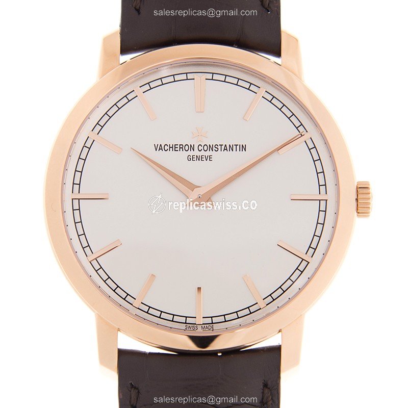 Vacheron Constantin Patrimony Traditionelle Replica in 18kt Gold, Automatic Movement & Silver Dial