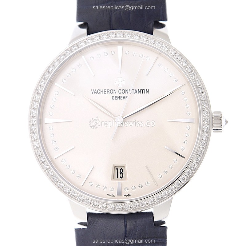 Vacheron Constantin Patrimony Traditionnelle Replica in 18kt White Gold & Diamond, Automatic