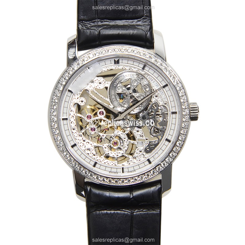 Vacheron Constantin Traditionnelle Replica in 18kt White Gold & Diamond, Manual Wind Movement &