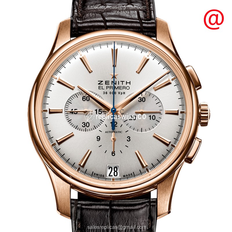 Zenith Captain Replica in 18kt Gold, Automatic Movement & Silver Dial Watch