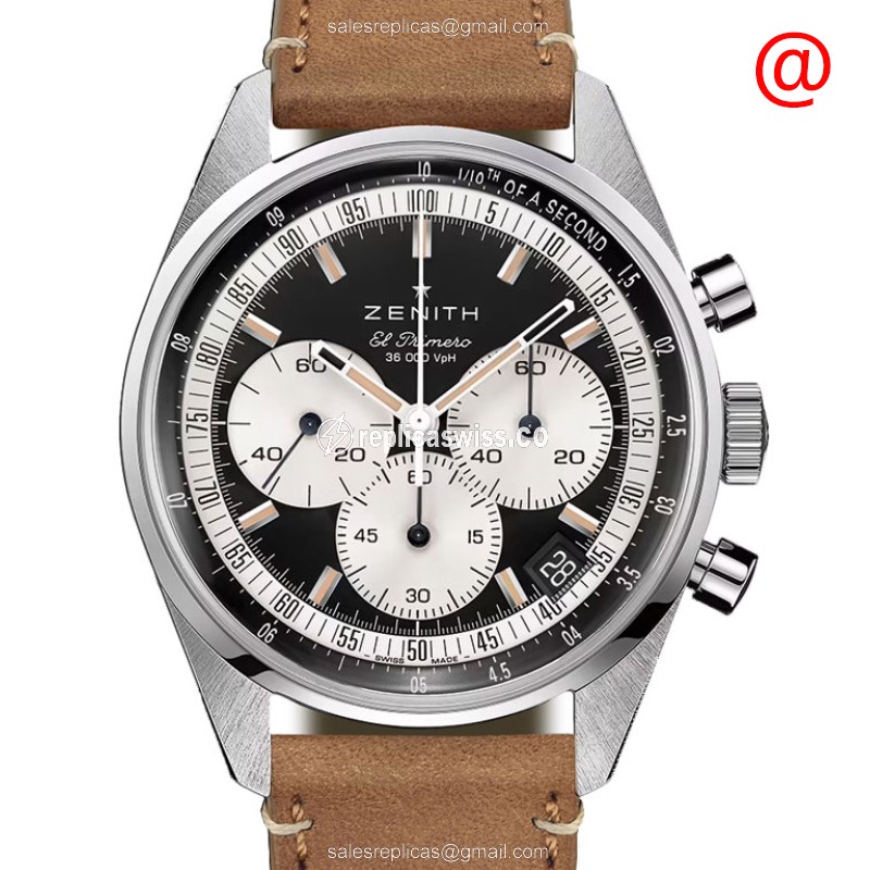 Zenith Chronomaster 03.3200.3600/21.C903 Replica | Automatic Movement | Black Dial & Leather Strap