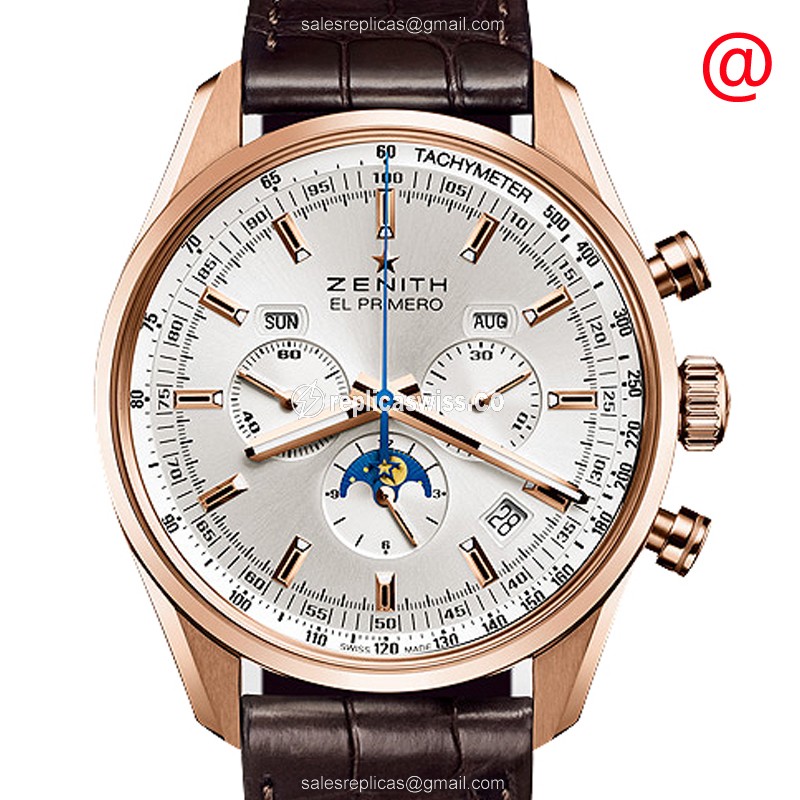 Zenith Chronomaster Replica in 18kt Gold Case & Silver Dial, Automatic Movement Watch