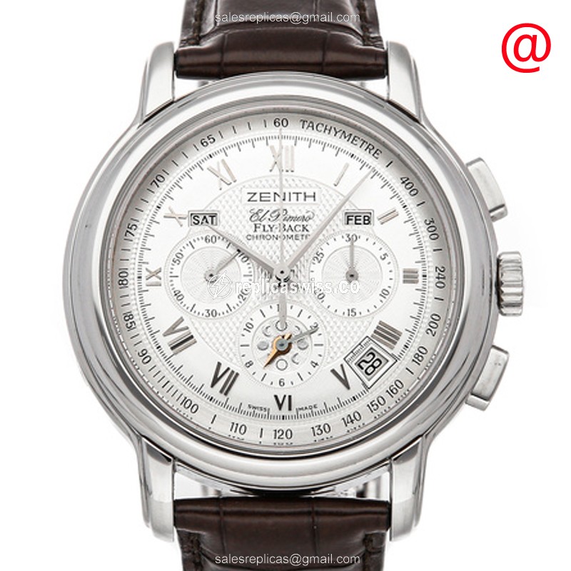 Zenith Chronomaster Silver Dial | Automatic Movement | Brown Alligator Strap Watch