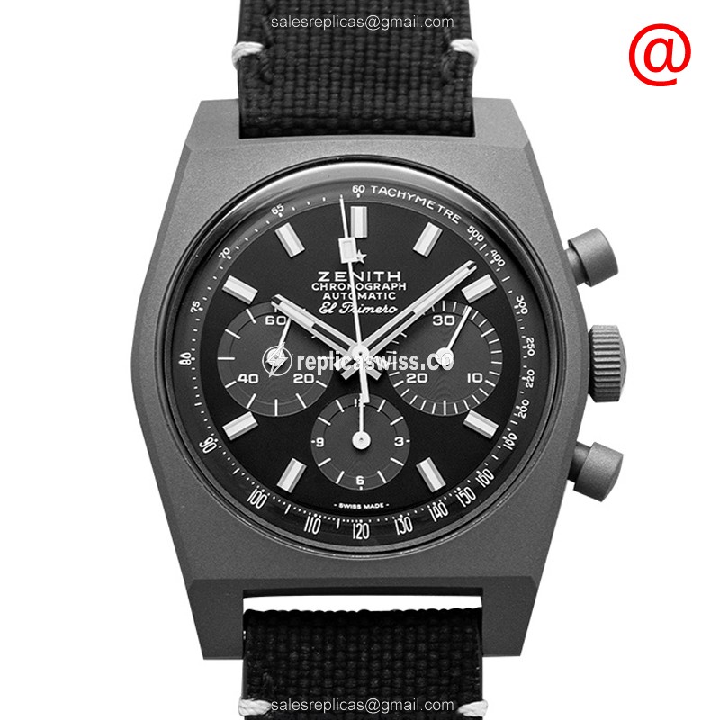 Zenith Chronomaster Titanium Replica: Automatic Movement, Black Dial, Rubber Strap Watch