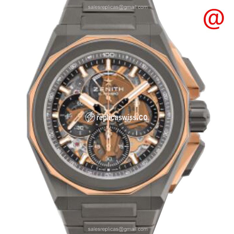 Zenith DEFY Automatic Replica in Rose Gold Case & Grey Titanium Strap Watch