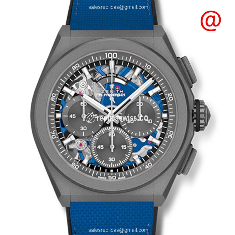 Zenith DEFY Automatic Titanium Replica | Dark Grey Dial, Blue Rubber Strap Watch