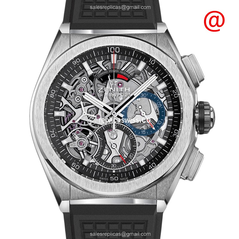 Zenith DEFY Automatic Titanium Replica, Transparent Dial, Rubber Strap Watch