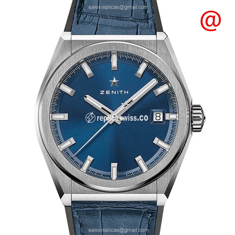 Zenith DEFY Replica Automatic Titanium Case with Blue Dial & Alligator Strap Watch