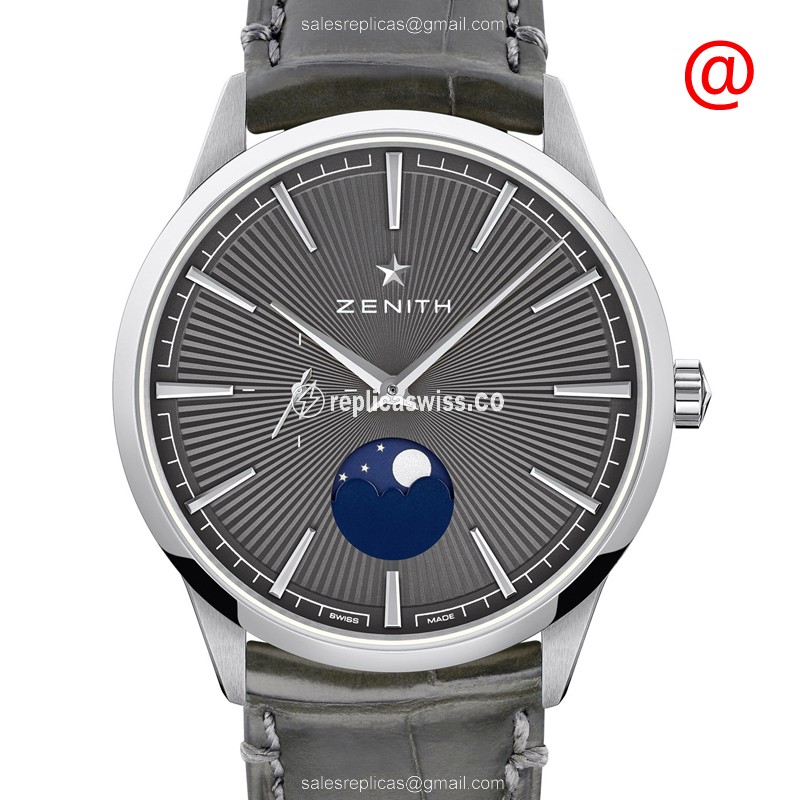 Zenith Elite 03.3100.692/03.C923 Replica, Automatic Movement, Gray Dial & Alligator Strap Watch