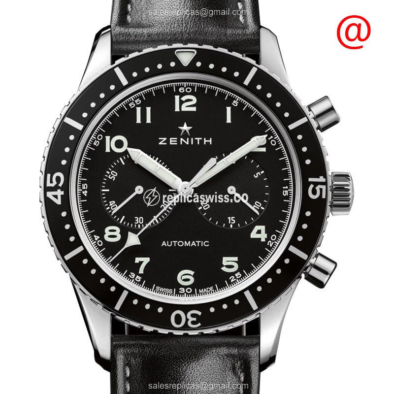 Zenith PILOTS Replica with Automatic Movement & Black Dial, Stainless Steel Case Watch